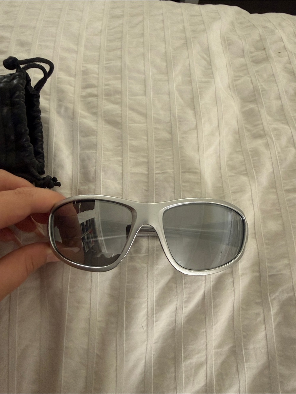 OAK + FORT Silver Frame Sunglasses with Gray Lenses